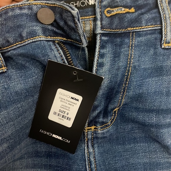 Distressed Skinny Jeans Blue Denim - Picture 4 of 4